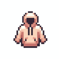 A retro 8-bit pixel art icon of a casual beige hoodie sweatshirt. This vintage-style clothing sprite is an isolated design element for video game assets