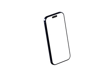 High-quality image of a modern smartphone with a blank screen, perfect for app presentations or website mockups. Isolated on white ba