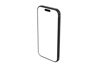 High-quality image of a modern black smartphone with a blank screen, perfect for app presentations or mobile technology concepts.  Easy to use and customize.