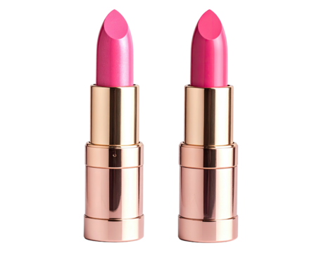 Two pink lipsticks in a gold casing