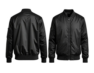 Black bomber jacket, front and back