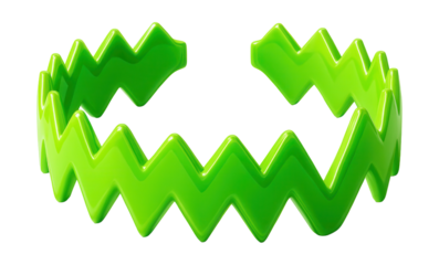 Neon green plastic choker featuring a zigzag design.