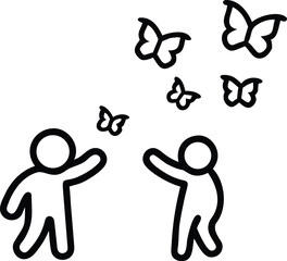 Obraz premium Stick figures with butterflies vector illustration simple design art eps silhouette