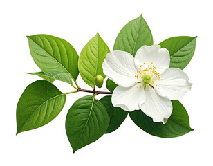 Naklejka premium Close-up of a white flower and leaves