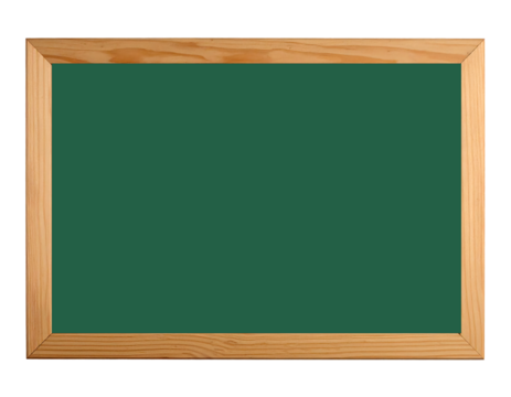Blank green chalkboard with wooden frame. Isolated on transparent background, png - Powered by Adobe