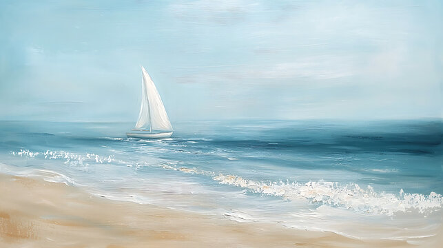 A sailboat is sailing on the ocean near the shore