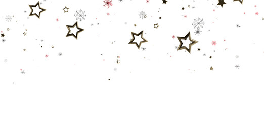 Obraz premium Elegant and festive background with gold stars and snowflakes on a clean white backdrop. Perfect for holiday designs, Christmas, and winter them