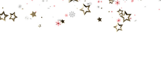 Elegant background with gold stars and delicate snowflakes against a clean white backdrop, perfect for Christmas or celebrations. Adds sparkle a