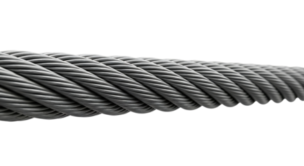 Close up of steel cable with black background showing strength and durability