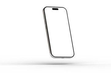 High-quality 3D render of a sleek smartphone, perfect for app presentations and website designs.  Blank screen for easy customization