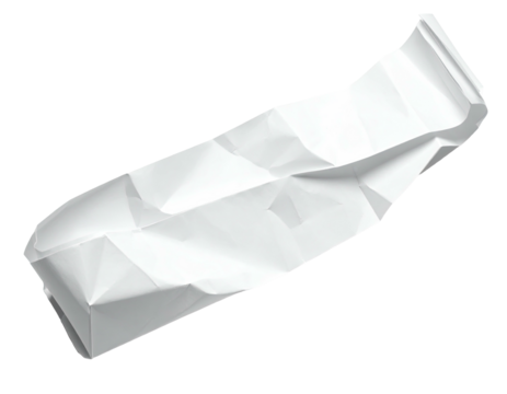 Crumpled white paper packet