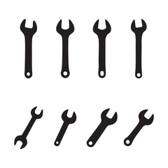 Silhouette of a wrench icon on a white background