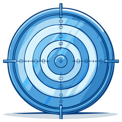 Blue target illustration with crosshairs. Precision and accuracy concept.