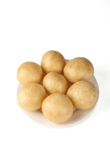 Golden Fried Dumplings on White Plate - Asian Food Photography