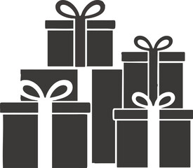 Stack of Dark Gray Gift Boxes with White Ribbons and Bows