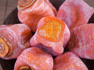 Frosty Persimmons Hanging for Natural Drying in Fuping China Traditional Fruit Preservation