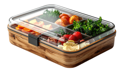 Wooden lunchbox with compartments