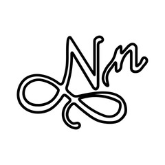 Capital and small N alphabet icons