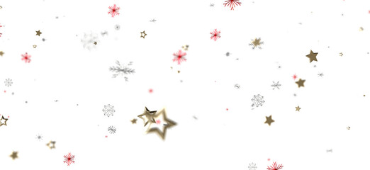 Abstract holiday background with falling snowflakes and stars. Festive winter design for greetings, invitations, or holiday projects. Isolated e