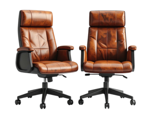 Two brown leather office chairs (1)