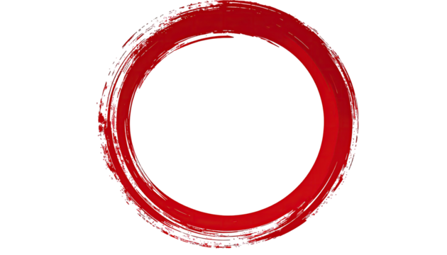Red circular brush stroke