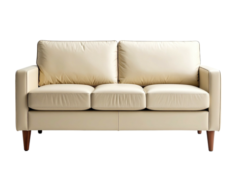 Light beige leather three-seater sofa