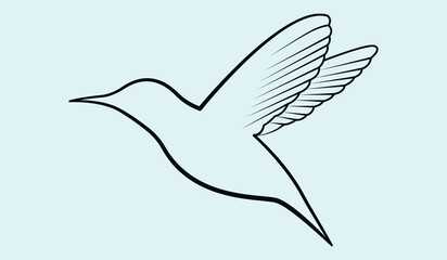 Minimalist flying hummingbird line vector logo .simple bird art and Vector illustration. © MARUFA