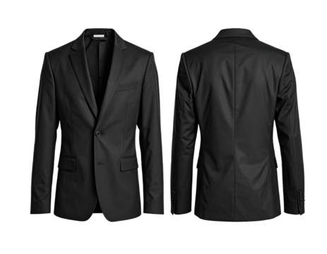 Formal black suit jacket, front and back view (3)
