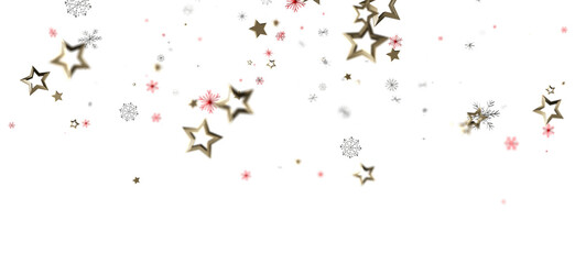 Elegant Christmas background with sparkling gold stars and snowflakes on white. Perfect for winter holidays, invitations, and celebrations. Fest