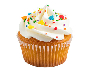 Delicious cupcake with colorful sprinkles