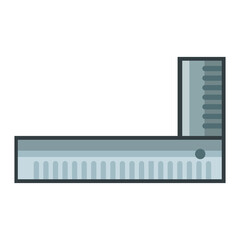 Metal Combination Square With Ruler And Level Marking On Transparent Background With Blue Gray Color Scheme