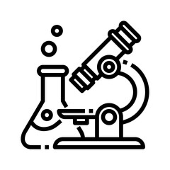 Microscope And Erlenmeyer Flask With Bubbles Representing Scientific Research And Education On Transparent Background