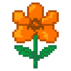 Obraz premium Orange Flower Blossom Pixel Art