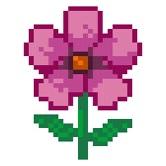 Obraz premium Purple Flower Bloom Pixel Art