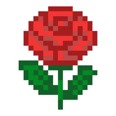 Red Rose Flower Pixel Art