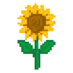 Bright Yellow Sunflower Pixel Art
