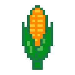 Yellow Corn Vegetable Pixel Art