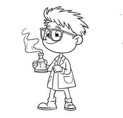cartoon scientist holding a test tube