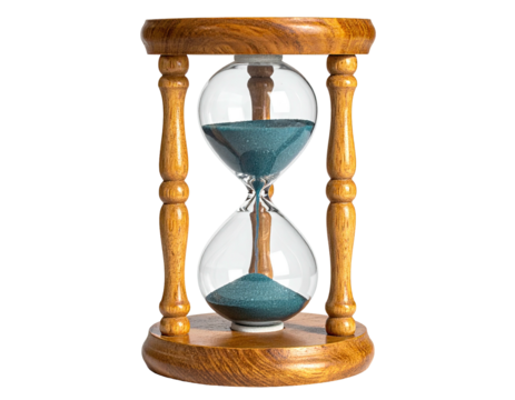 Wooden hourglass with teal sand