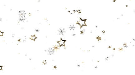 Festive winter background with gold stars and silver snowflakes. Perfect for holiday cards, websites, and more.