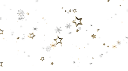 Festive winter background with gold stars and silver snowflakes. Perfect for holiday cards, websites, and more.