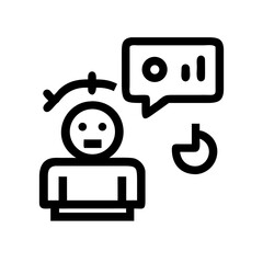 A person icon showing communication and analytics