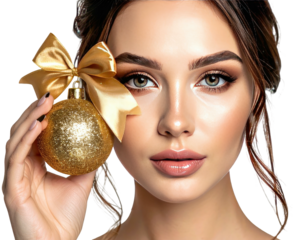 Woman holding a golden ornament