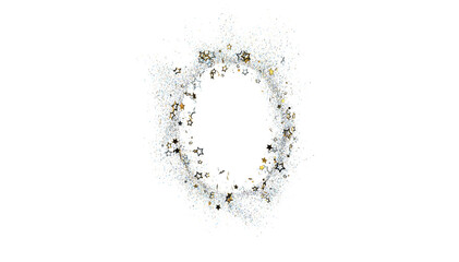 Sparkling star confetti creates a beautiful oval frame, perfect for festive designs.
