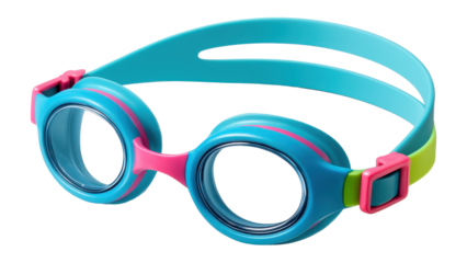 Colorful junior swim goggles with user-friendly buckles.