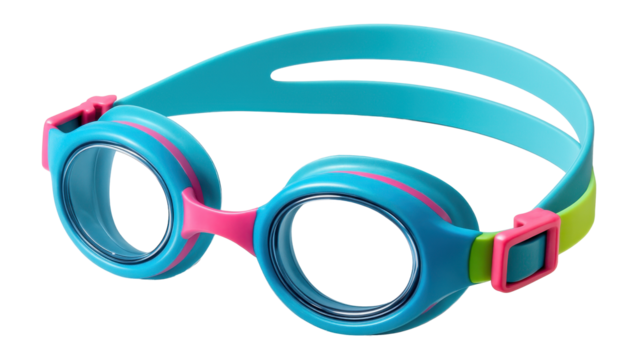 Colorful junior swim goggles with user-friendly buckles.