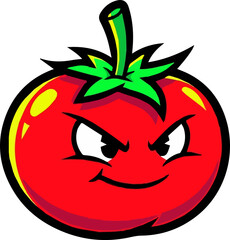 Cartoon Illustration of an Angry Tomato