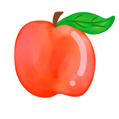 red apple with leaf