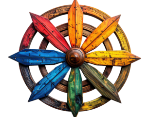 Colorful wooden wheel design