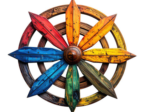 Colorful wooden wheel design